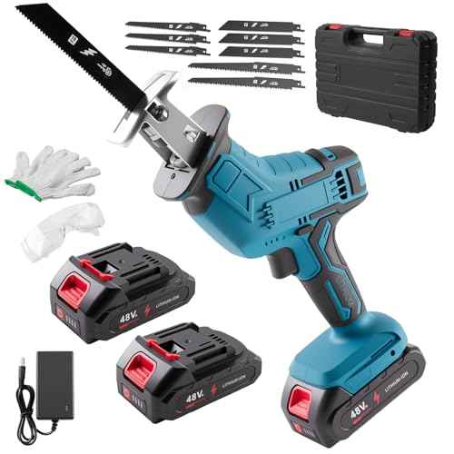 Reciprocating Saw Cordless, Variable Speed 3000 RPM Brushless Motor with 8 Saw Blades, 2 x 2.0Ah Batteries, LED Light, Tool?Free Blade Change, Portable for Wood PVC Cutting
