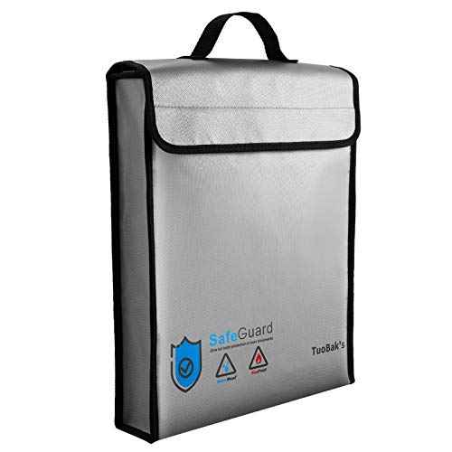 TuoBak's Fireproof Waterproof Document Bag with Zipper,Heat Insulated Upgraded Fireproof Document Bag 15.8¡±x 12.6¡±¡¿2.5¡± for Important Document Storage Organizer for Valuables, Legal Documents Safe