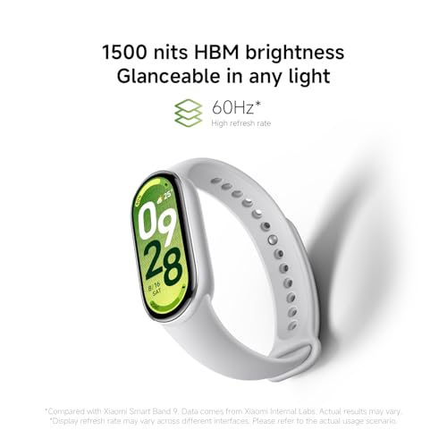 Xiaomi Smart Band 10 Fitness Tracker, 1.72" AMOLED Display, 21-Day Battery Life, 150+ Sports Modes, Heart Rate & Sleep Monitoring, Electronic Compass, 5ATM Waterproof, 2-Year Warranty – Glacier Silver