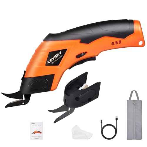 Cordless Electric Scissors, 3.6V Cardboard Cutter with 2 Blades, Rechargeable Electric Fabric Cutter with Safety Lock for Cutting Cardboard Fabric Leather Carpet (Orange)