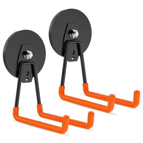 ENUODA Strong Magnetic Hooks Heavy Duty Rare Earth Magnet Garage Hooks Storage Hook Utility Large Magnet Tool Holder for Hanging Broom, Mop, Shovel, Drill, Toolbox, Cruise, Container, Tool Chest, 2PCS
