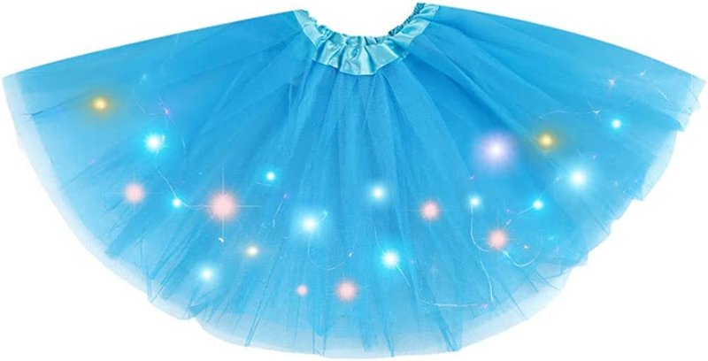 Women's LED Tutu Skirts Layered Ballet Dance Tulle Skirt Light Up Skirts for Party Costume (Blue)