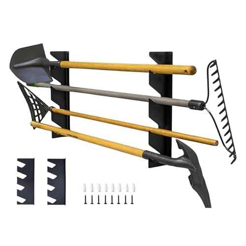 Garden Tool Storage Rack, Wall Mounted Garage Organizer, Heavy Duty, 200 lbs Capacity (2)