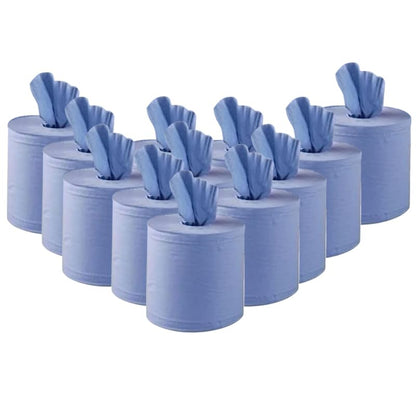ASPECT Blue Roll Centrefeed 2 Ply Kitchen Rolls Embossed Pattern Paper Towels Strong and Absorbent Tissue Paper Wipe Away Perfect for Commercial & Kitchen Use (Blue, 12 Rolls)