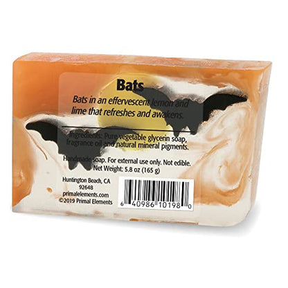 Primal Elements Glycerin Bar Soap | Helps All Skin Types, Sensitive, Oily & Dry Skin | NO PARABENS, VEGAN, GLUTEN FREE, 100% VEGETABLE BASE - (Bats)