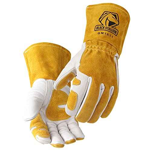 Black Stallion Revco GM1611 Top Grain Leather Cowhide mig Welding Gloves with Reinforced Palm & Thumb and Index Finger for Extra Protection (Large), Tan