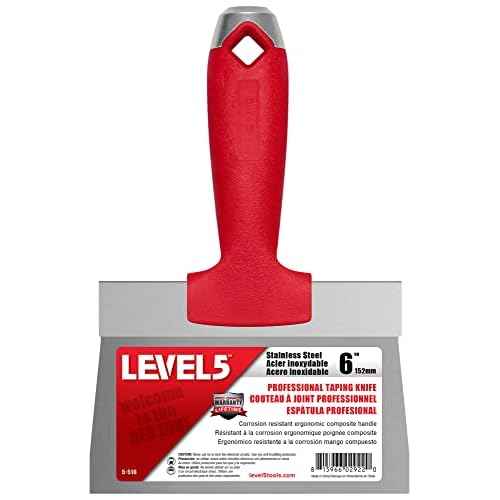 LEVEL5 6-Inch Stainless Steel Taping Knife with Solid Composite Handle | Premium quality, corrosion-resistant, lightweight, impact and solvent-resistant | 5-516