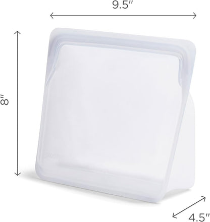 Stasher Premium Silicone Reusable Food Storage Stand-Up Mid Bag, Clear, Microwave, Sous Vide, Dishwasher, Oven and Freezer Safe, BPA Free, Leak-free, Eco-friendly, 56 Oz