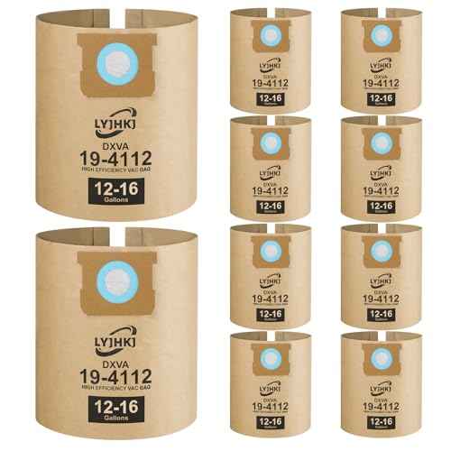 10 Pack DXVA19-4112, DXVA19-4102 Vacuum Bags for DEWALT 12 to 16 Gallon Wet/Dry Vacuum, Disposable Shop Vac Bags, Dust Collection Bag Replacement