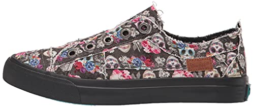 Blowfish Malibu Women's Play Sneaker, Charcoal Sugar Skull Print, 7.5