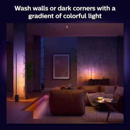 Philips Hue Signe White and Colour Ambiance Gradient Table Lamp [Black], Smart Bedroom Lighting with Bluetooth, Plug-in Lamp Works with Alexa, Google Assistant and Apple Homekit.