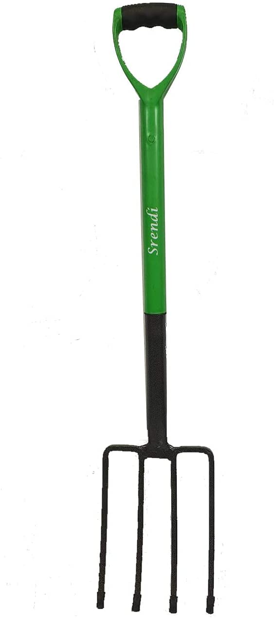 Easy Shopping® Set of Spade & Fork, Garden Rake, Prong Rake, Dutch Hoe, Digging Hoe Head with Handel and 3.5M Window Cleaner (Spade & Fork Set)