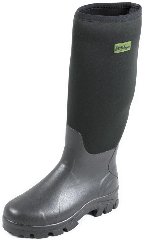 Michigan Black Neoprene Waterproof Wellington Muck Field Fishing Boots Size 9