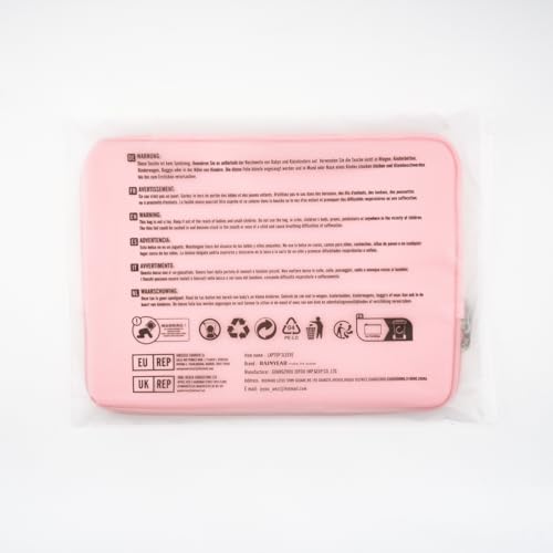 RAINYEAR 13 Inch Laptop Sleeve Soft PU Leather Case Water Resistant Padded Zipper Protective Carrying Bag Compatible with 13.3" Notebook Computer Chromebook Ultrabook(Pink)