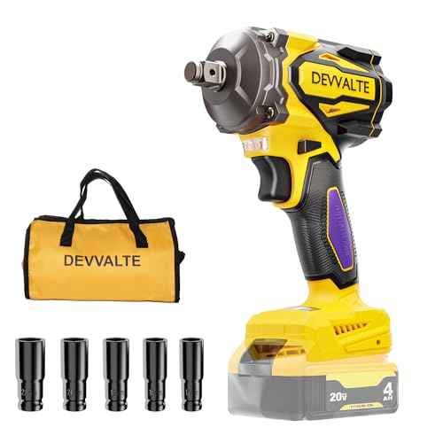Cordless Impact Wrench for DeWalt 20V Battery,1/2 inch Power Impact Wrench, Brushless Electric Impact Gun 665Ft-lbs(900N.m) High Torque Impact Driver with 3-Mode, LED Work Light(No Battery)