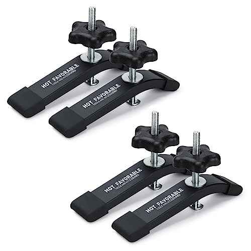 Aluminum T-Track Hold Down Clamps,6-3/8"L x 1-1/4" Width-Woodworking and Clamps-Fine Sandblast Black Anodized-4 Pack