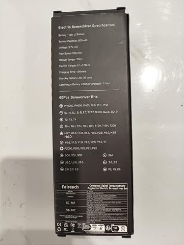 Faireach 65-IN-1 Mini Electric Screwdriver Cordless, 500mAh Precision Screwdriver Magnetic Bits Set with Case, 3 Torques Settings, LED lights, Portable Repair Tool Kit for Electronics Phone Watch