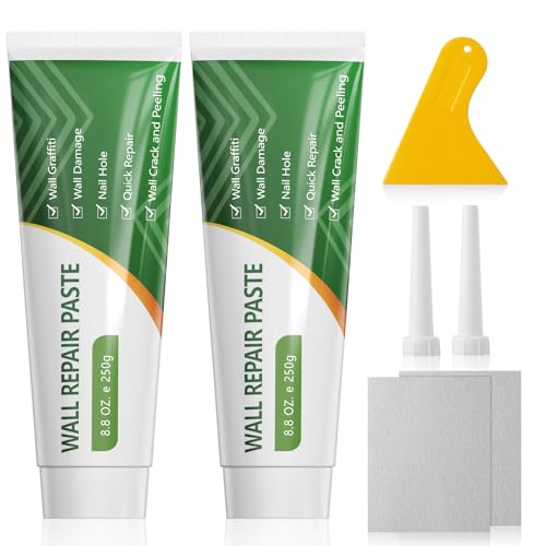 Drywall Repair Kit, 2 Pcs Spackle Wall Patch Repair Kit with Scraper, Wall Mending Agent Wall Putty Paste Wall Hole Filler in Home Large Hole Drywall Patch, Quick Repair Crack, Plaster Wall Repair