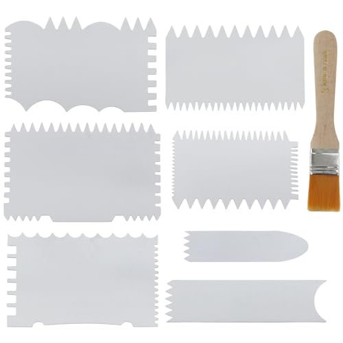 Acrylic Pouring Swipe Tools 7 in 1 Scraper With Brush - Accessories for Acrylic Painting Techniques