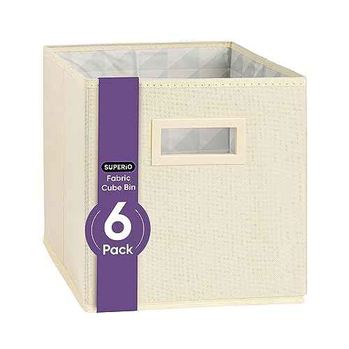 Superio Collapsible Storage Bins For Organization And Storage, Closet Organizers And Storage, Dorm Room Storage, Storage Containers, Laundry Room Organization, Cream 6-pack