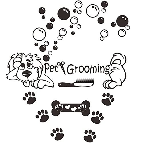 Dog Wall Decal Vinyl Sticker - Pup Paw Prints - Black - Waterproof - Custom Style - Animal Print - Indoor Use - 36x28 Inch (JWH169)