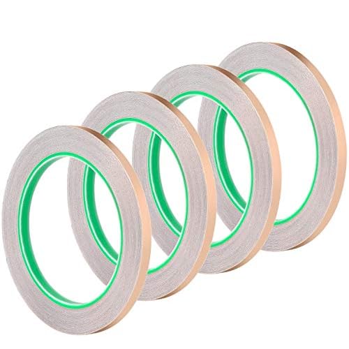 4 Pieces Copper Foil Tape (1/4 inch X 22 Yards Each) with Double-Sided Conductive Adhesive, Copper Foil Tape with Conductive Adhesive for Paper Circuits, Electrical Repairs, Grounding