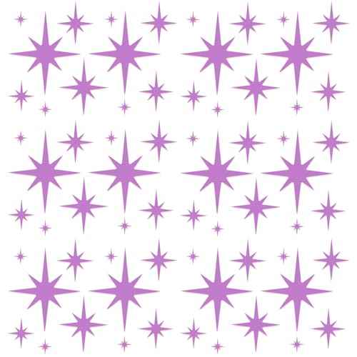 ELANE Acrylic Mirror Wall Stickers - Star Decor for Walls, Bathroom (Purple)