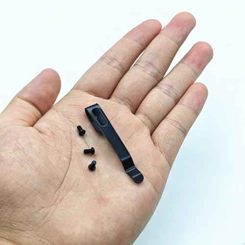 Premium Deep Carry Pocket Clip Sets Knife Clips 420 Stainless Steel Universal Repair Parts for Folding Pocket Knives Includes 3Pcs Screws DIY (Black)