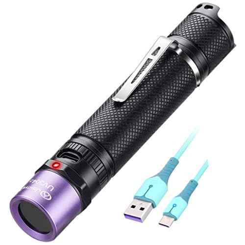 LIGHTFE UV304 UV Flashlight - High Power Ultraviolet - Rechargeable Type-C can be Used for UV Glue Curing, pet Urine Stains, ore Fluorescent Agent Detection¡¦