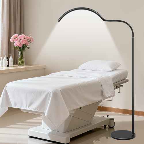 Half Moon LED Floor Lamp - Professional Shadow-Free, Dimmable Light | for Lash Techs, Estheticians & Tattoo Artists | Eyelash Extensions, Nail Art, Home & Office (Black)