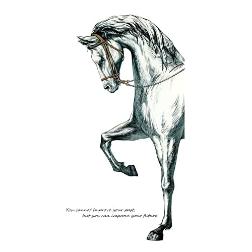 Vinyl Painted Horse Glacier Wall Decals Animals Pattern Peel and Stick Stickers Home Decor Living Room Bedroom Hall Door Staircase Decorations Removable Posters, Grey, 23.6''x35.4''