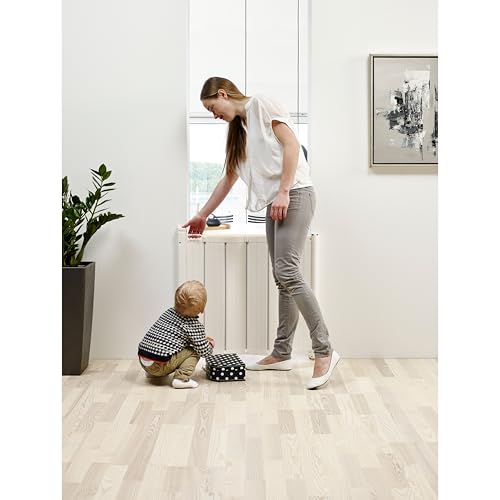 BabyDan - Guard Me Auto Retractable Stair Gate, 55-89 cm width, One-Hand Operation Safety Gate, Child and Pet Gate, White, Made in Denmark