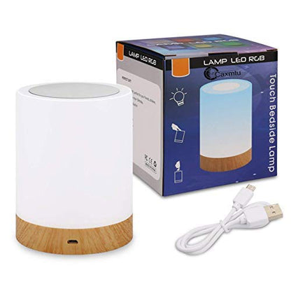 Caxmtu LED Night Light Touch Lamp Bedside Table Lamp for Kids Bedroom Rechargeable Dimmable Warm White Light + RGB Color Changing