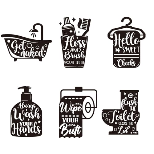 DIY Bathroom Decor Wall Stickers, Bathroom Signs Wall Decals Wall Decor, Easy to Peel and Stick Room Door Signs Art Decal for Kids Bathrooms Home Decoration (Funny Quotes)