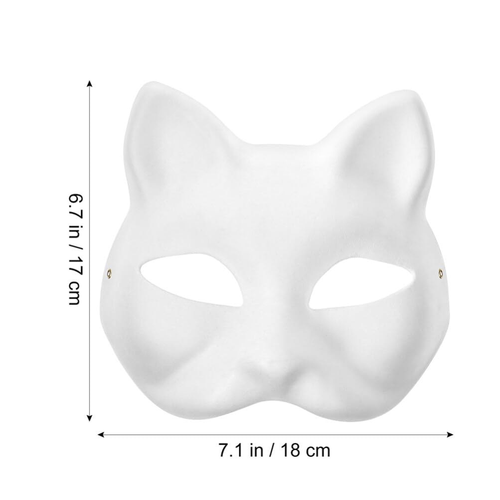IMIKEYA Cat Mask 6pcs White Paper Fox Masks Blank Unpainted Wolf Animal Half Faces DIY Paint Masquerade Costume Prop for Carnival Cosplay Dance Party Favors