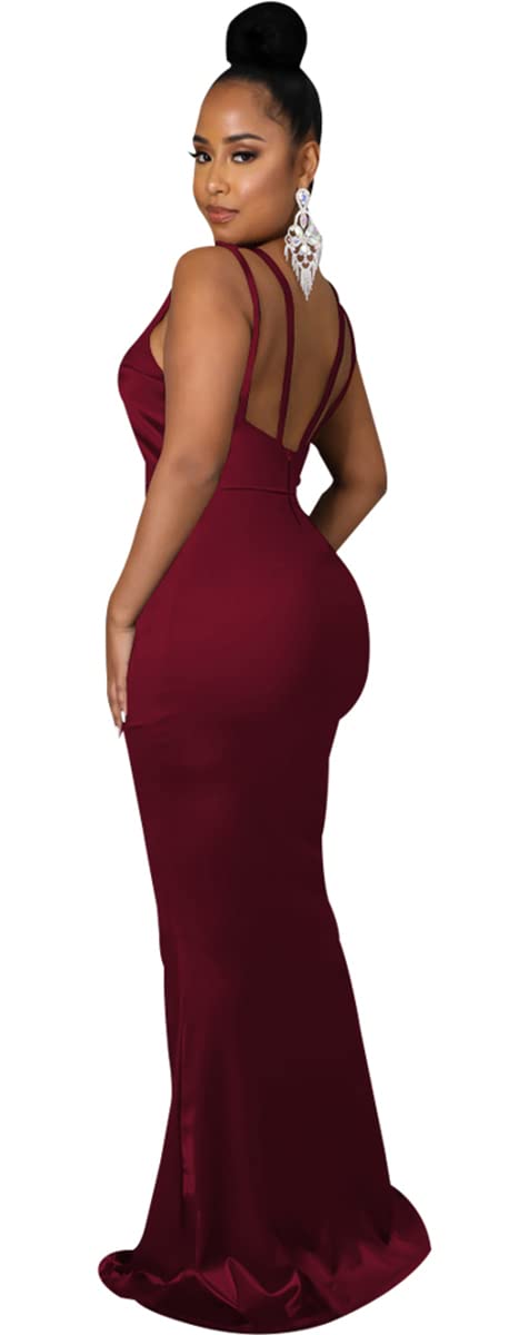 JTNFairy Women's Sleeveless Bodycon Corset Maxi Dress Ruched Elegant Evening Wedding Guest Long Formal Dresses