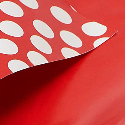 American Greetings Jumbo Reversible Red Wrapping Paper Roll for Christmas, Valentine's Day or Any Occasion (175 sq. ft., 1 Extra Large Roll-30 in. x 70 ft.) White Polka Dots