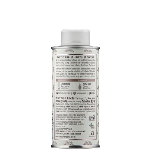 La Tourangelle, White Truffle Cooking Spray, Complex Gourmet Earthy Flavor for Spraying on Pasta, Popcorn, Vegetables, Potatoes, and More, 5 Fl Oz