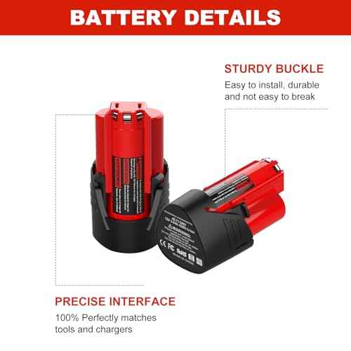3.5Ah 12V Battery and Charger Replacement for Milwaukee M 12 Battery 48-11-2401 48-11-2411 48-11-2420 48-11-2425 & 48-59-2401 Charger, for Milwaukee Heated Jacket/Coat/Hoodie & 12V Tools