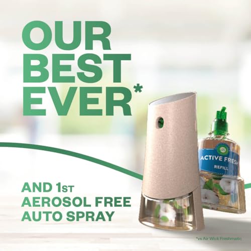 Air Wick Aerosol-Free Automatic Air Freshener Spray Bundle Kit, Fresh Cotton, 1 Gadget & 2 Refills (228ml), 24x7 Active Fresh Odour Neutraliser, Lasts Up to 140 Days, Air freshener For Home