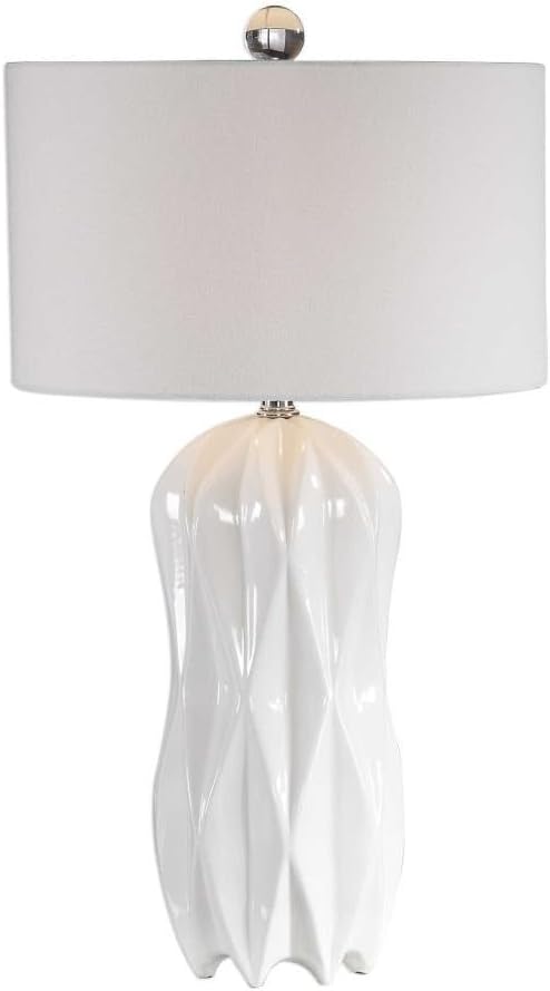 Uttermost Malena Glossy White Glaze Ceramic Table Lamp