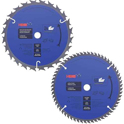 2 Pack 7-1/4" Circular Saw Blades, 24T Framing & 60T Finishing, TCT Blades for Wood, Plywood, & Multi-Material Cutting, Durable Tungsten Carbide-Tipped (TCT) with 5/8" Arbor