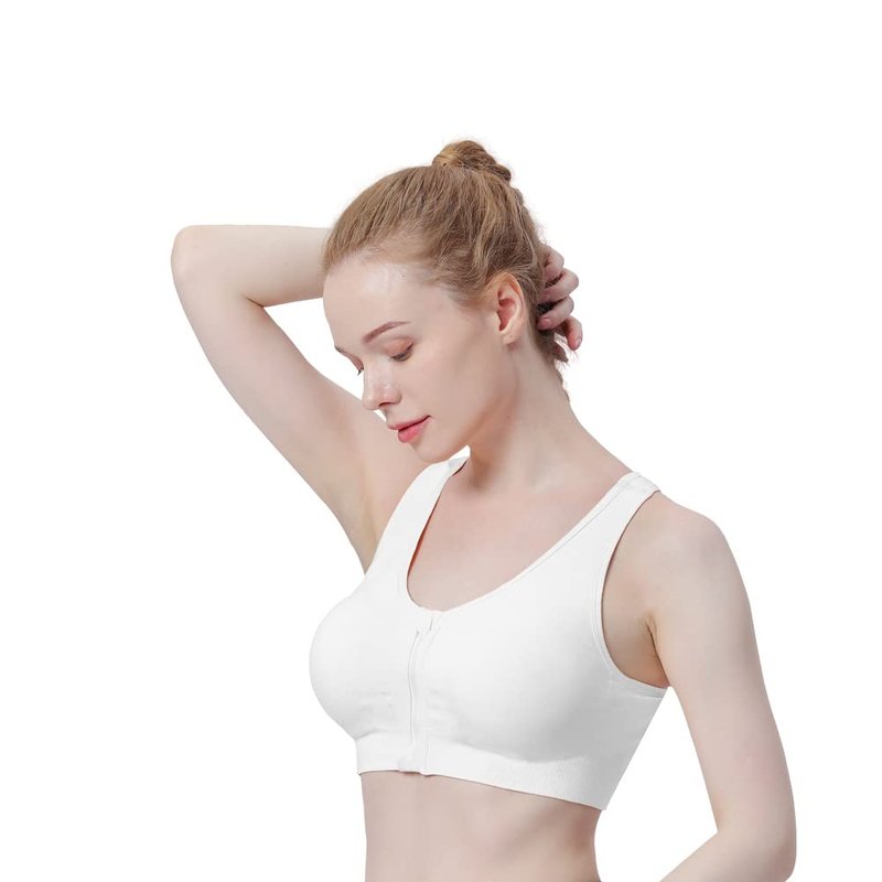 WANAYOU Racerback Sports Bra, Women's Zip Wire-Free Yoga Sports Bra (L:Fit 34C,34,34D,34DD,36B,36C,38A,38B, 3 Pack(Black+Flesh+White))