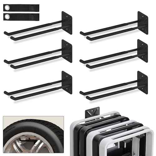 NACIAL 6 Pack Garage Storage System Hooks, Heavy Duty Wall Mount Tool Organizer, Chair Hanger Garage Storage Utility Hooks for Car Tires, Ladders, Chairs, Strollers, Power Tools, Garden Tools - 6 PACK
