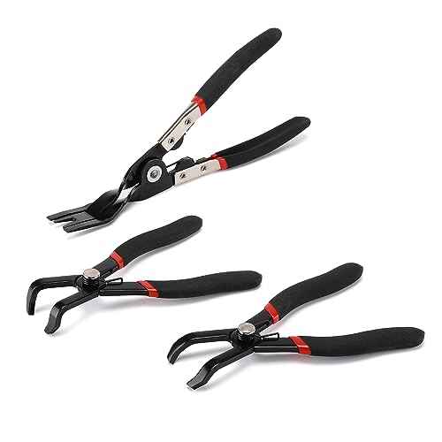 AIRTOON 3-Piece Push Pin Removal Tool Set, Panel Clip Pliers, 30 & 80 Push Pin Pliers, Easily Removes Plastic Fasteners, Rivets and Car Door Panel Trim Clip