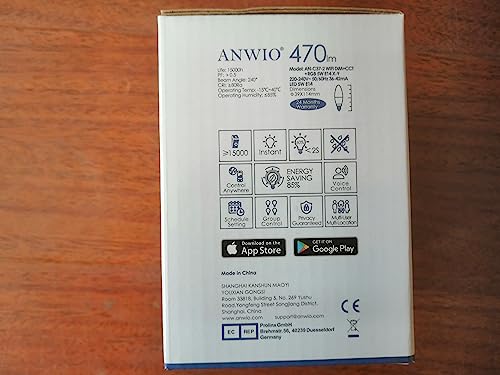 ANWIO Smart Bulb E14,Smart Candle Bulb,470Lm,E14 Alexa Smart Light Bulb,5W Replace 40 Watt Alexa Candle Light Bulb,Light Changing Bulbs,Google Assistant, Remote Control Bulbs (6 Pack)