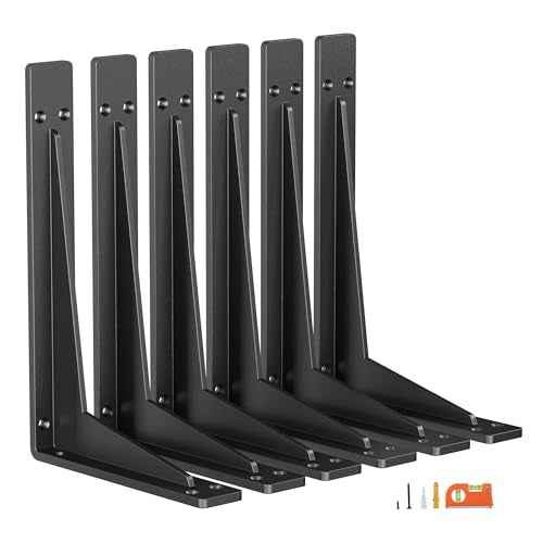 6-Pack 10 Inch Heavy Duty Shelf Brackets, Premium Metal Wall Bracket for Mantel, Countertop Support, Garage Storage Shelves | Floating Shelf Hardware | High Strength Corner Brace