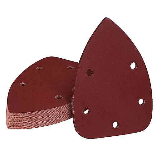 400 Grit Mouse Sander Sandpaper, Jamiikury 5 Hole Detail Sander Sandpaper Palm Sander Paper Mouse Sanding Pads Hook and Loop Sanding Sheets - Pack of 20