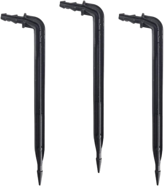 250pk 6" Angled Drip Emitter Stake, Fits 1/4" & 1/8" Tubing for Precise Watering & Irrigation, Greenhouse, Container Gardening, Home Garden, and Hydroponics Growing (250, 6" Inch Long)