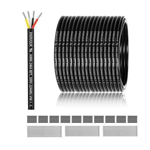 22 Gauge 4 Conductor Electrical Wire 150FT, UL 2464 22 AWG 4 Wire Cable Tinned Copper PVC Stranded 22/4 Core Wire for LED Lighting, Outdoor Low Voltage Extension Cable, Automotive etc.